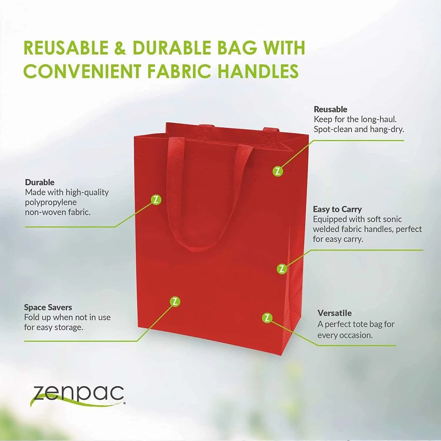 10x5x13 Medium Red Heat Sealed Reusable Fabric Bags