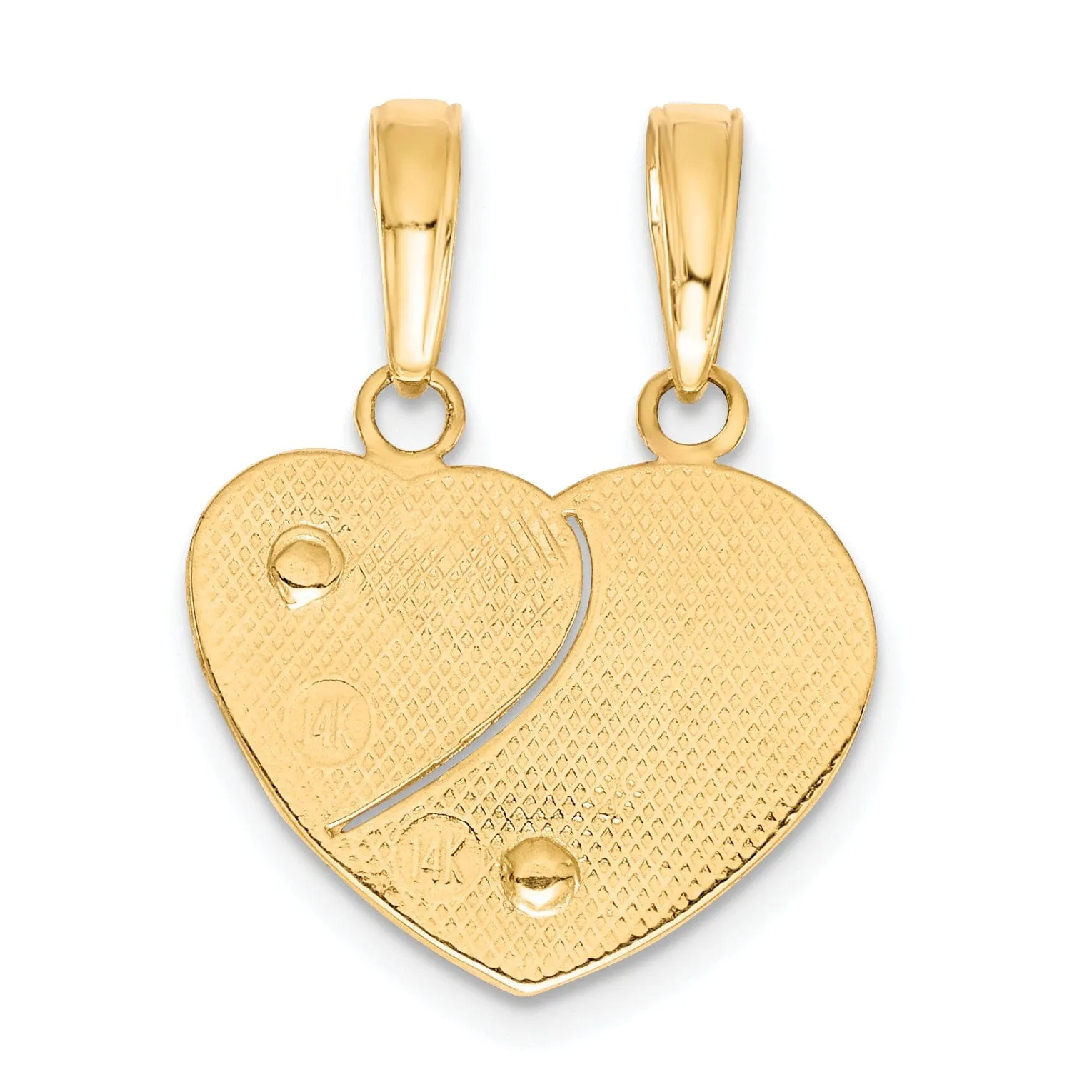 14k Two Tone Gold Mommy and Me Heart Pendant