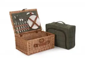 2 PERSON GREEN TWEED HAMPER