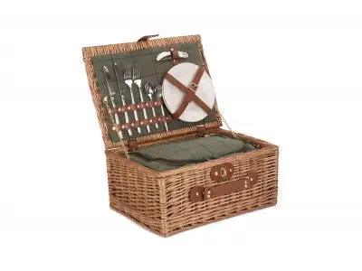 2 PERSON GREEN TWEED HAMPER