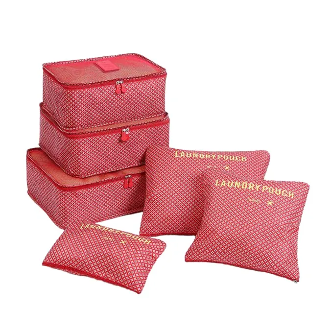 6 Pcs Waterproof Travel Storage Bag(Red)