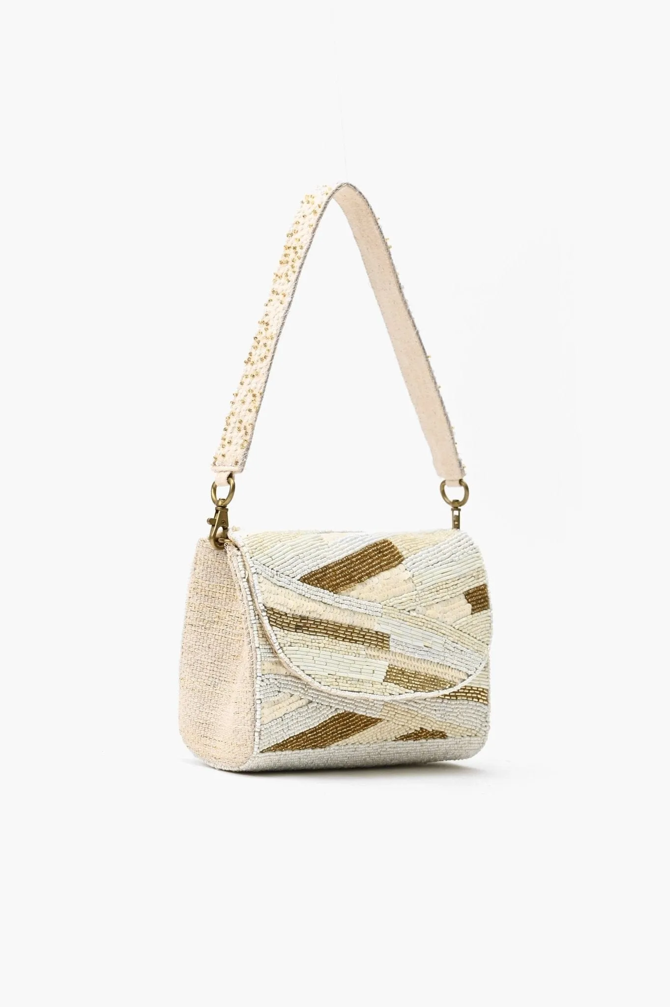 AB23836 Winter White Beaded Handbag