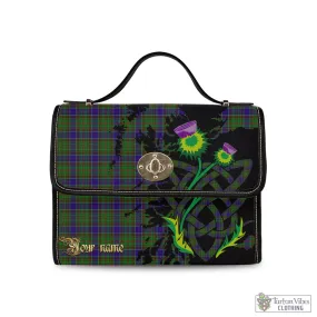 Adam Tartan Waterproof Canvas Bag with Scotland Map and Thistle Celtic Accents