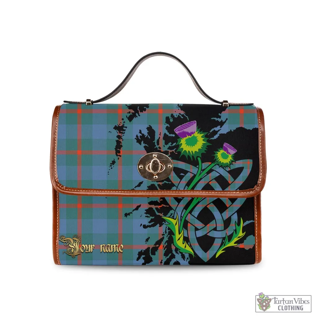 Agnew Ancient Tartan Waterproof Canvas Bag with Scotland Map and Thistle Celtic Accents