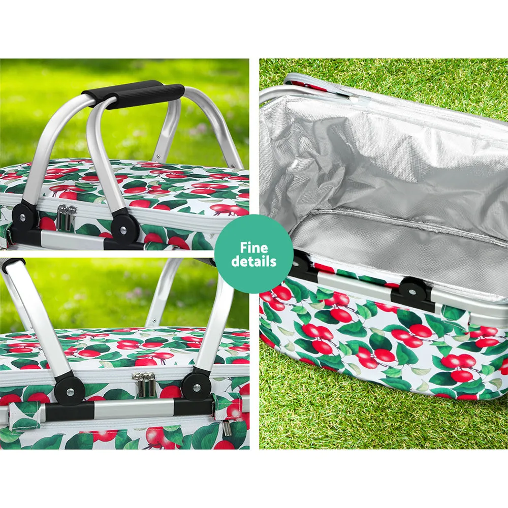 Alfresco Picnic Bag Basket Hamper Camping Hiking Insulated Lunch Cooler Folding