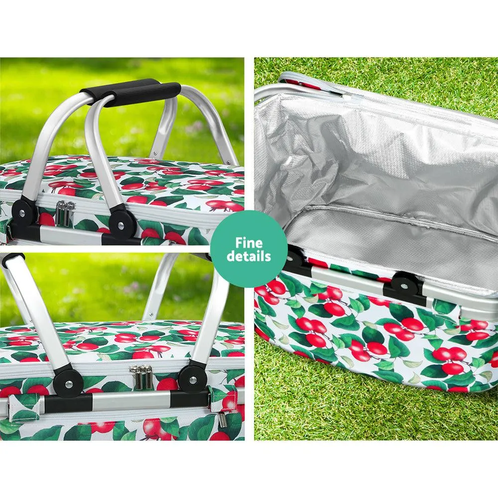 Alfresco Picnic Bag Basket Hamper Camping Hiking Insulated Lunch Cooler Folding