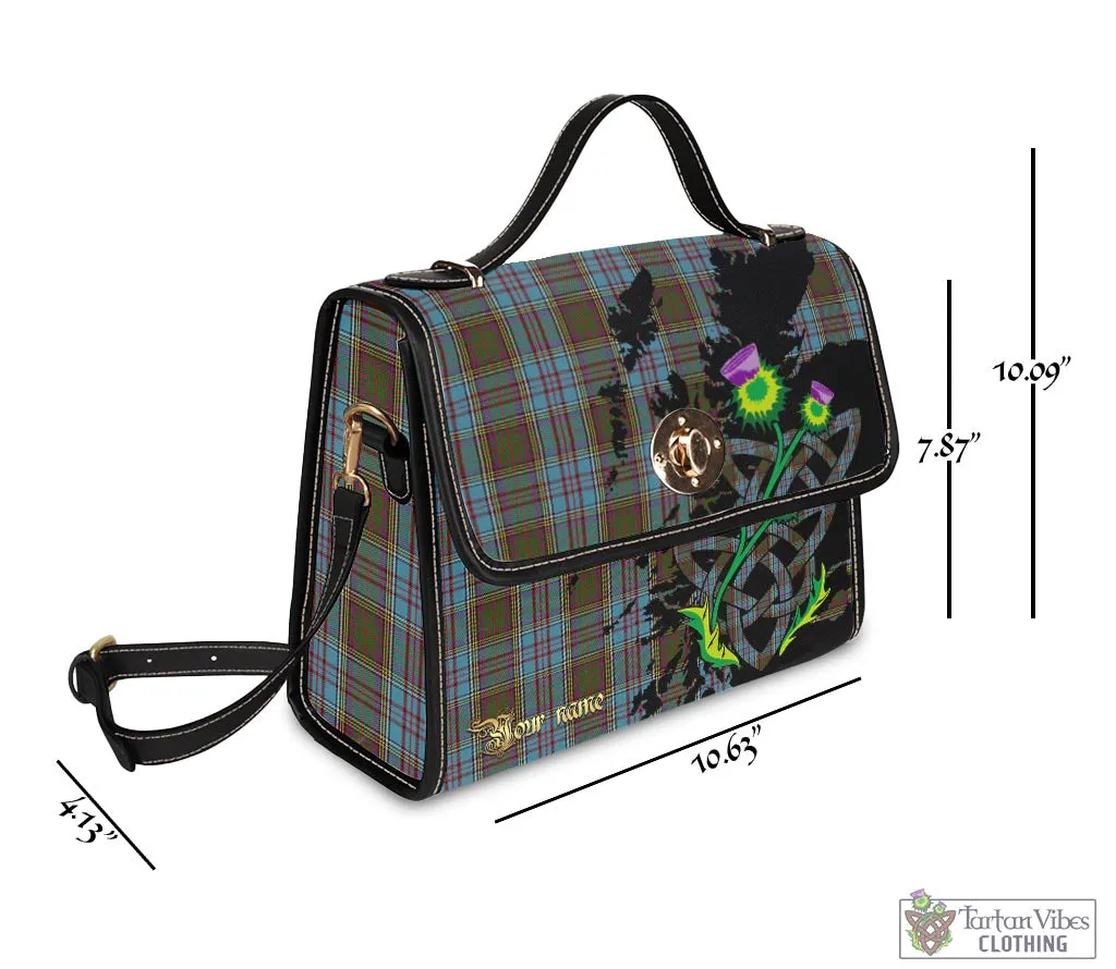 Anderson Tartan Waterproof Canvas Bag with Scotland Map and Thistle Celtic Accents