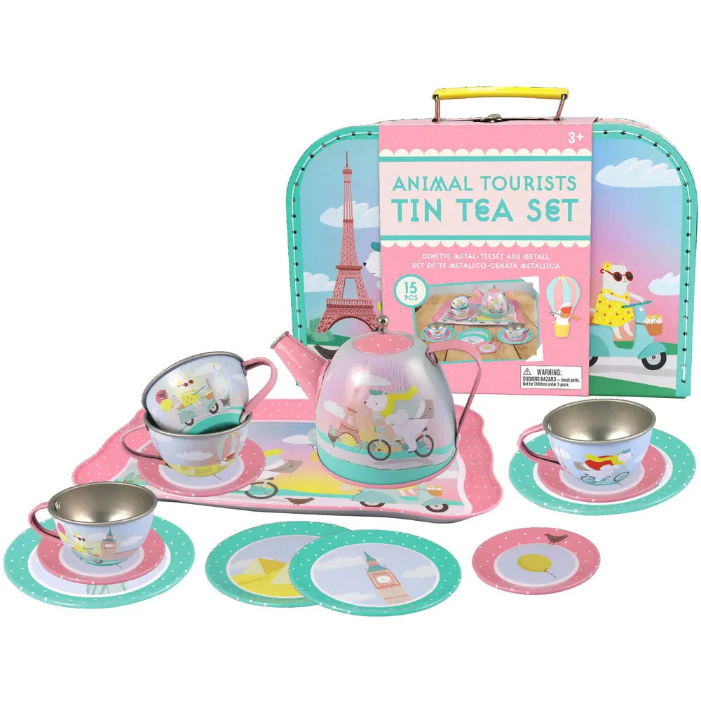 Animal Tourists Tin Tea Set w/ Storage Case, Invites, Place Cards