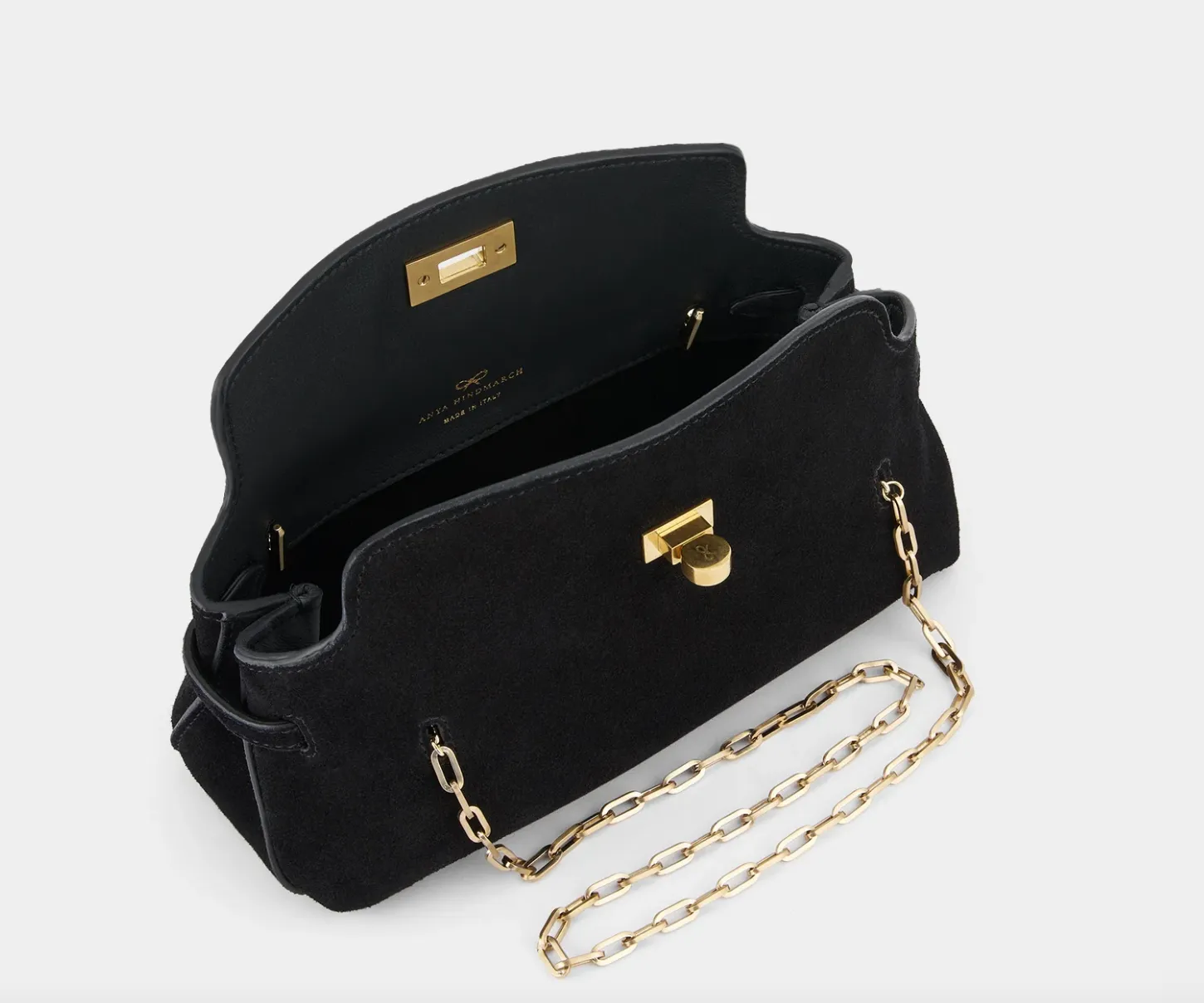 ANYA HINDMARCH Black Suede Mini Waverley