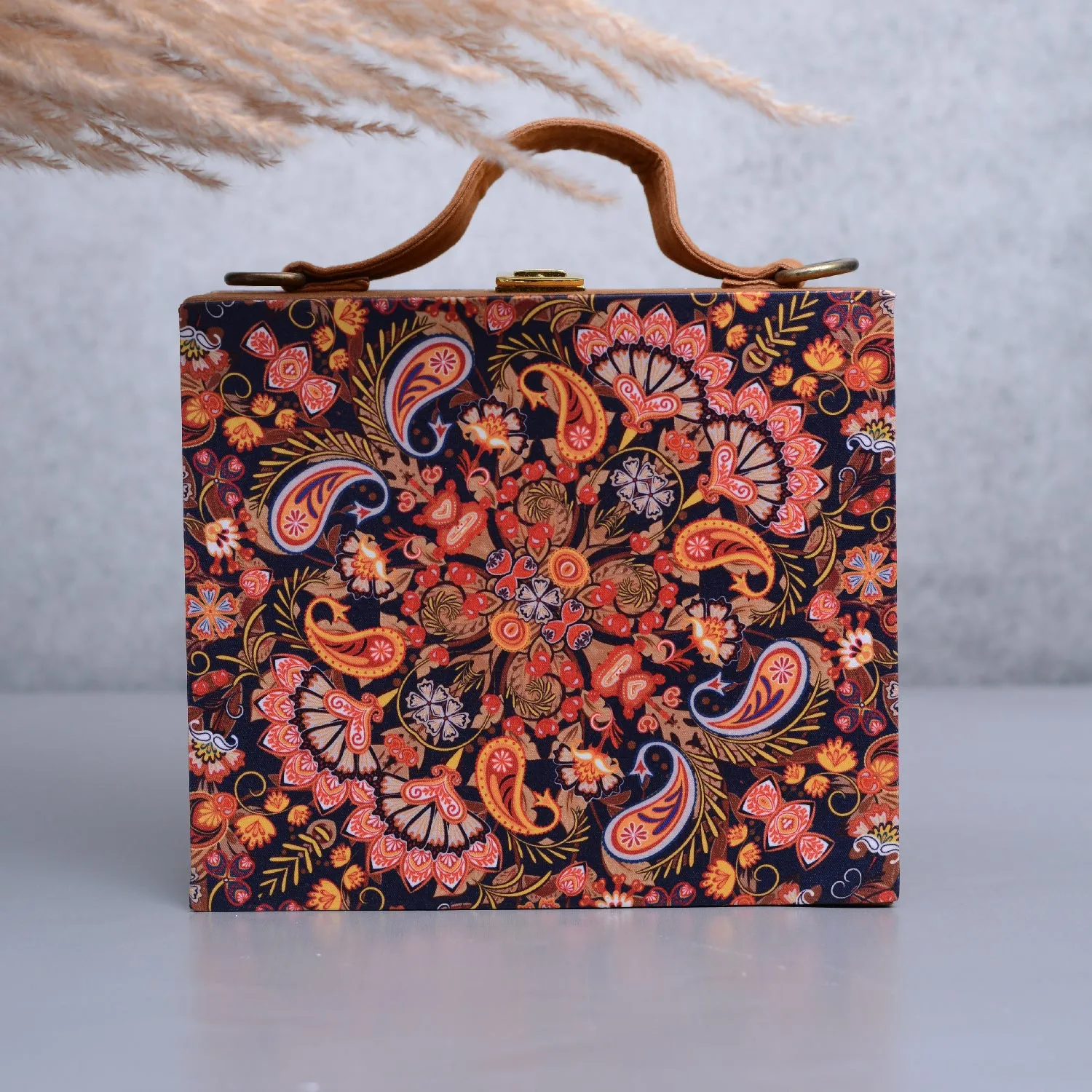 Artklim Paisley Printed Suitcase Style Clutch