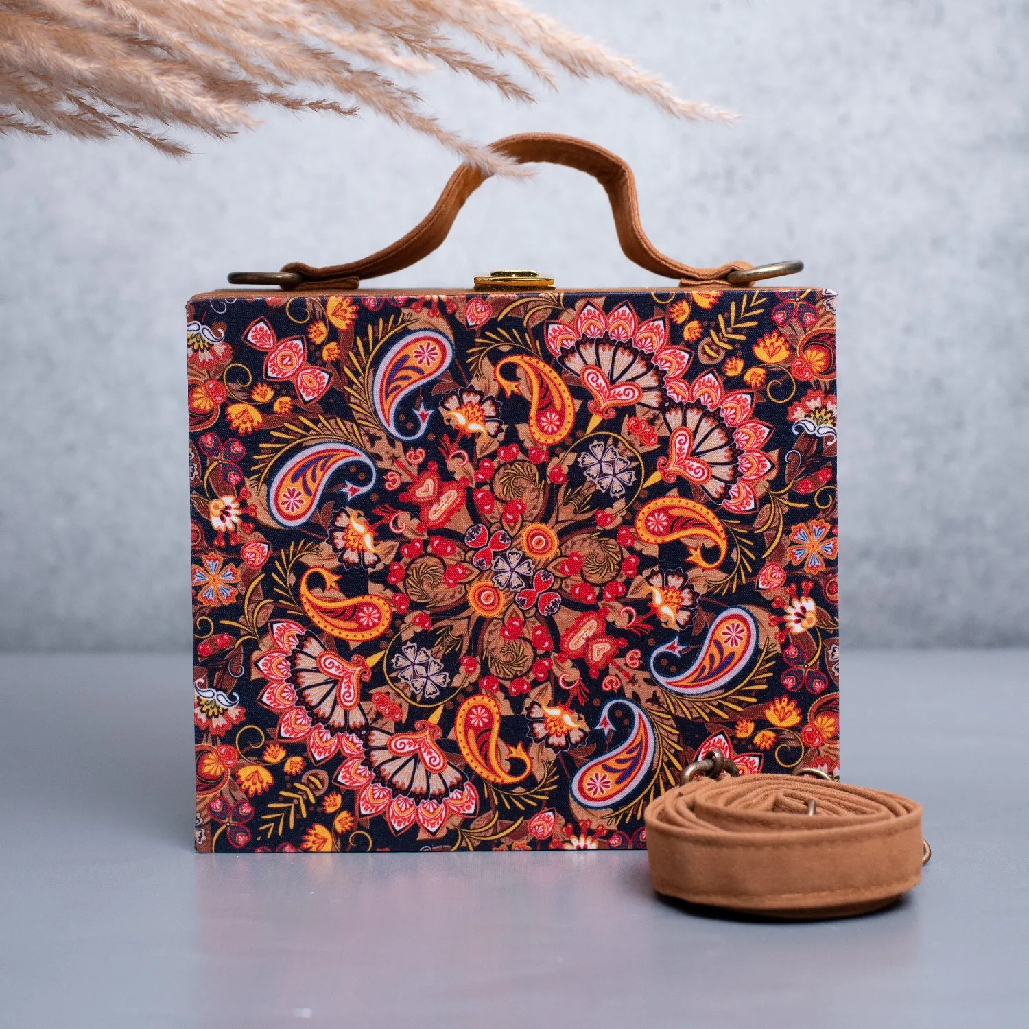 Artklim Paisley Printed Suitcase Style Clutch