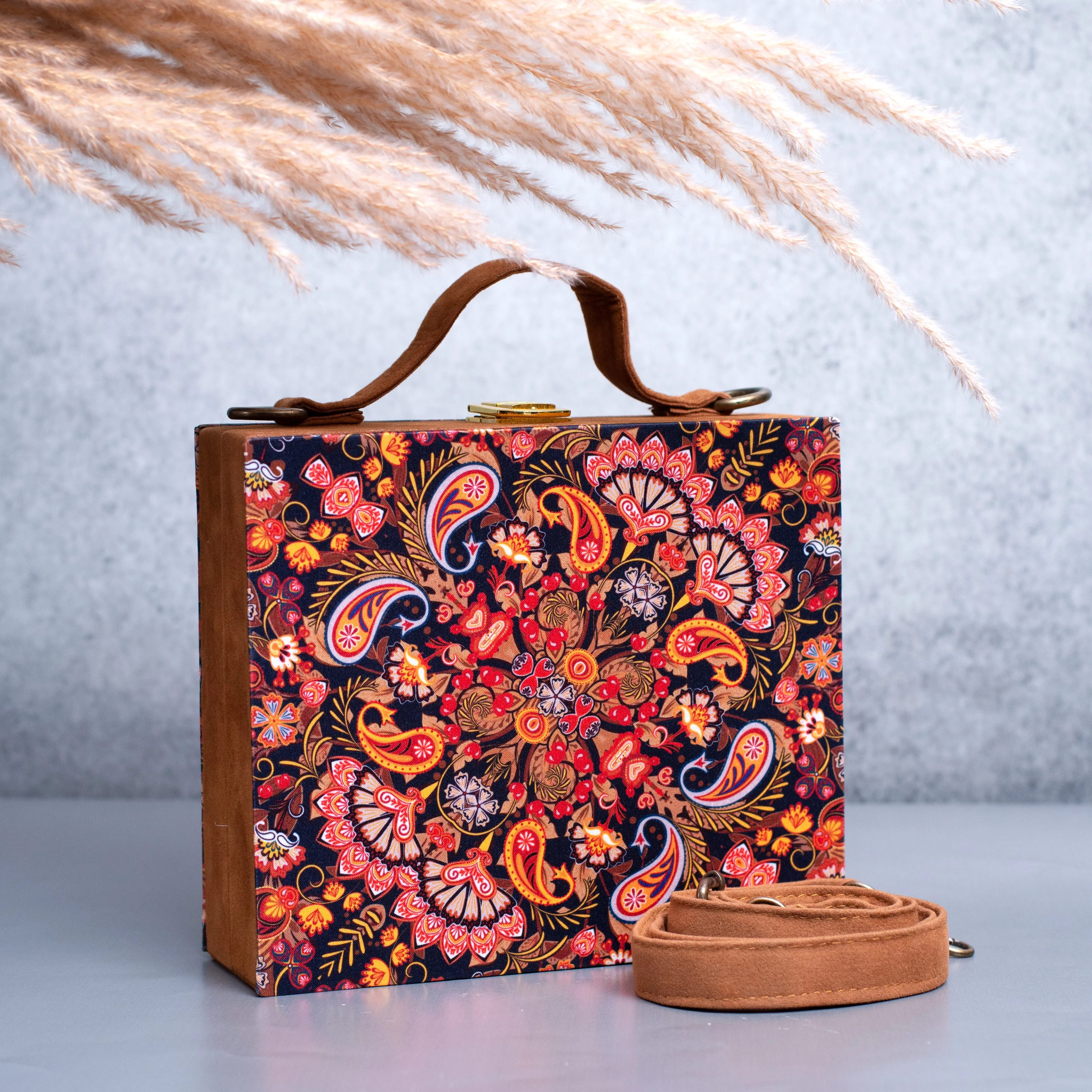 Artklim Paisley Printed Suitcase Style Clutch