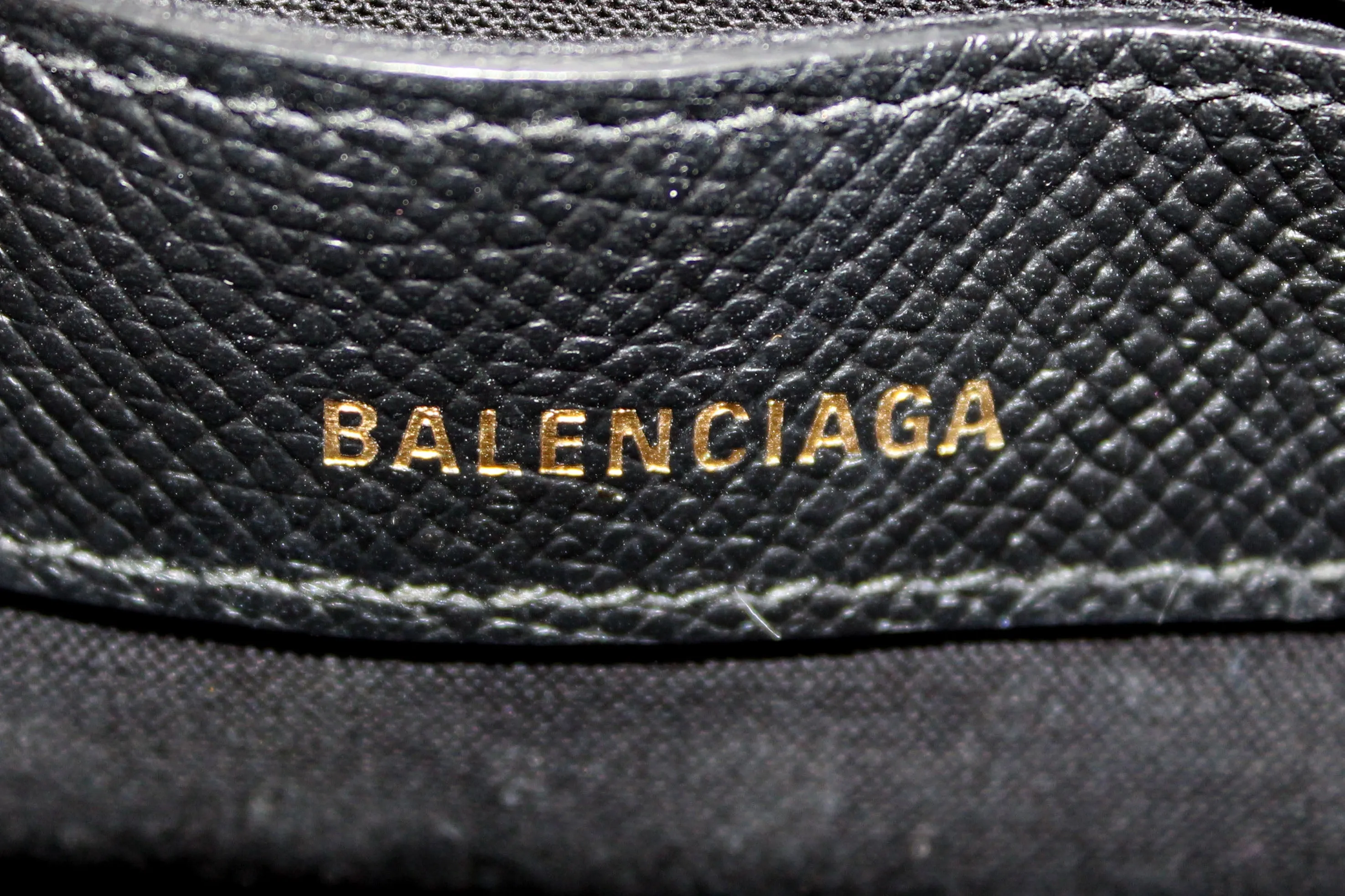 Authentic Balenciaga Black Grained Calfskin XXS Ville Top Handle Bag Scarf