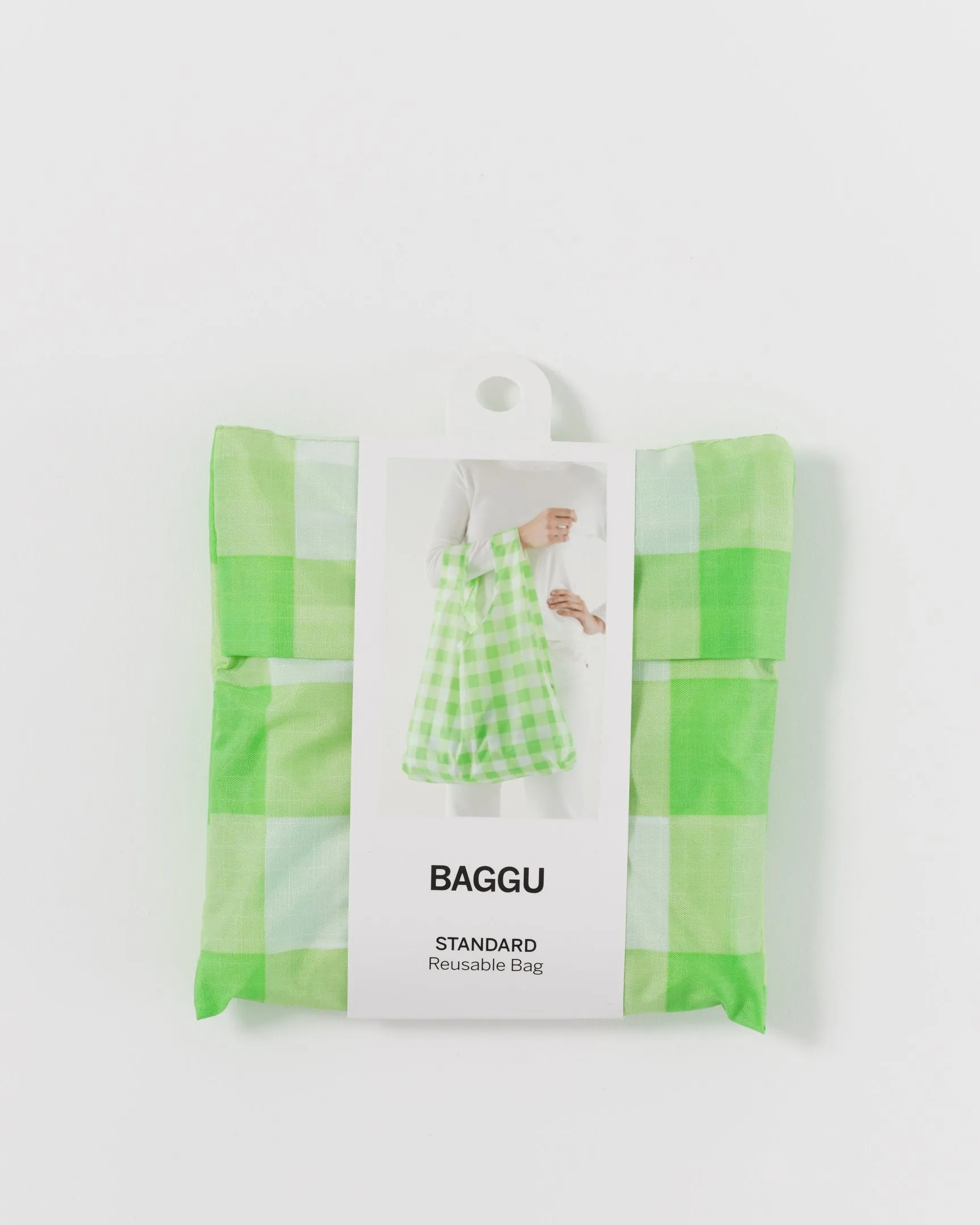 Baggu Standard Reusable Bag - Big Check Lime