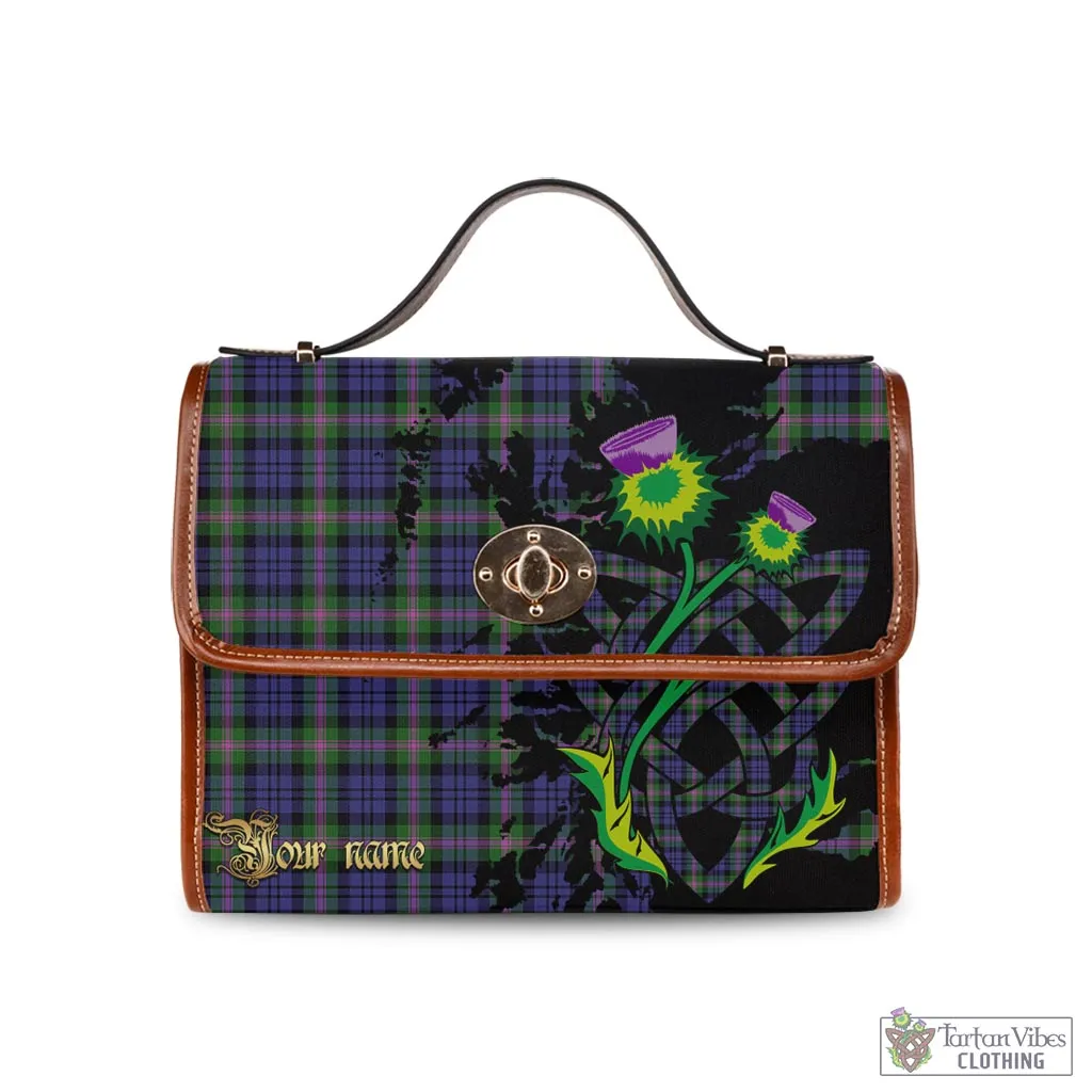 Baird Modern Tartan Waterproof Canvas Bag with Scotland Map and Thistle Celtic Accents