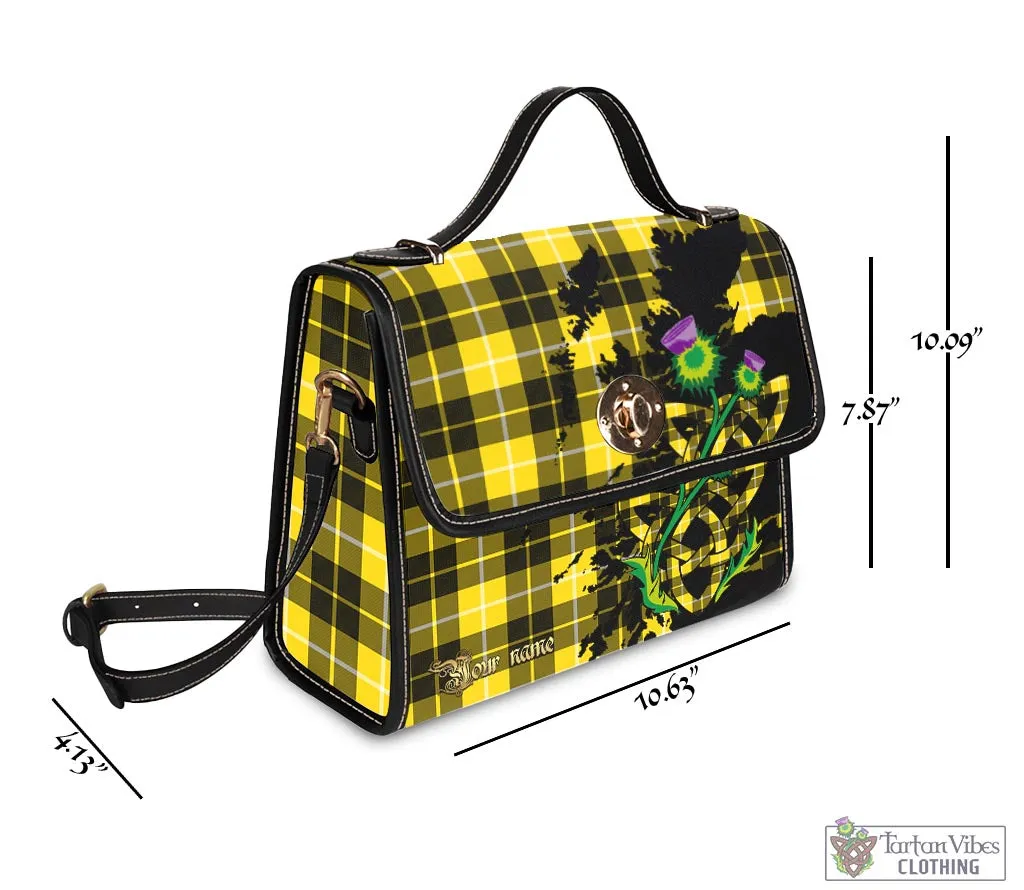 Barclay Dress Modern Tartan Waterproof Canvas Bag with Scotland Map and Thistle Celtic Accents