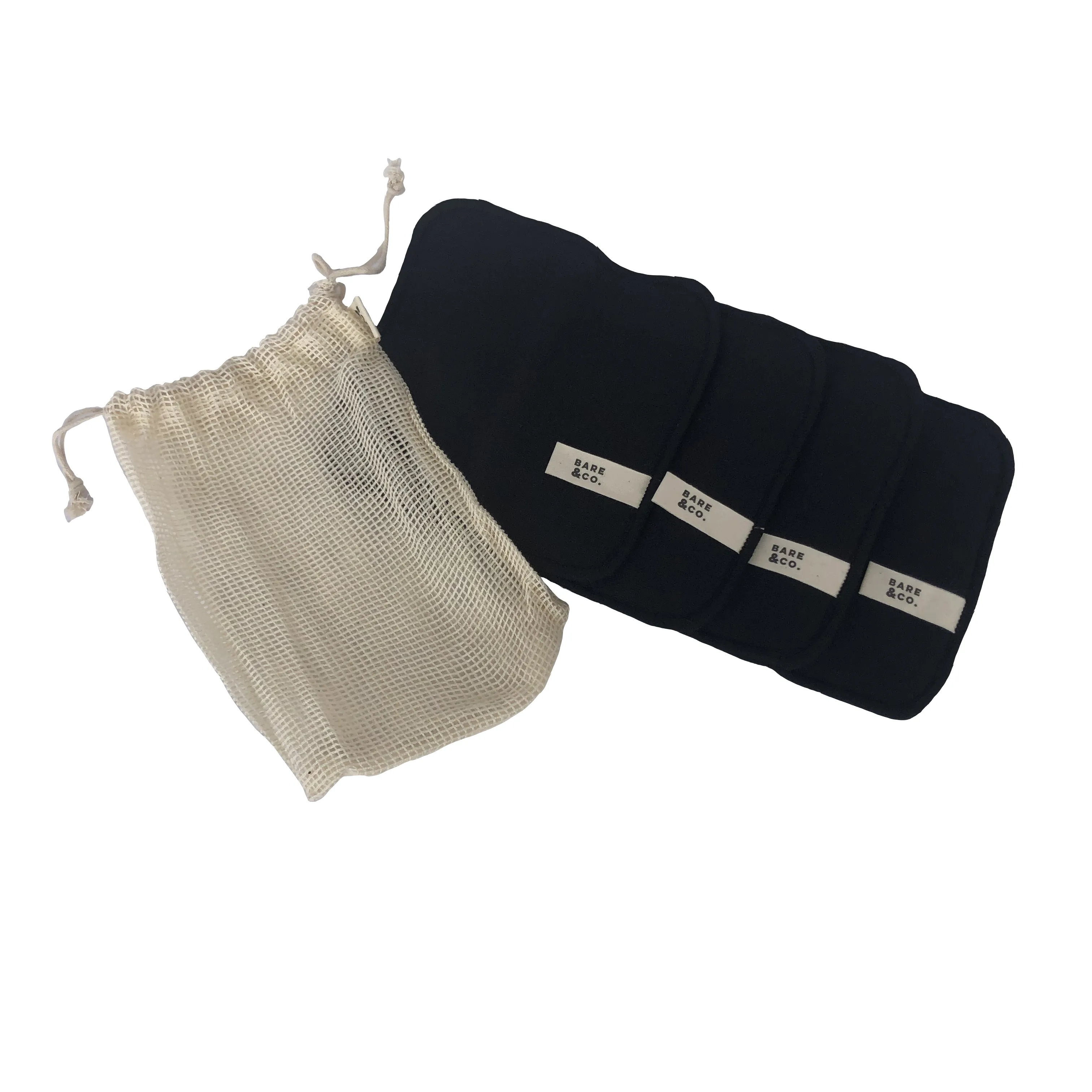 Bare & Co. - Hemp Reusable Face Cloths - Black (4 Pack)