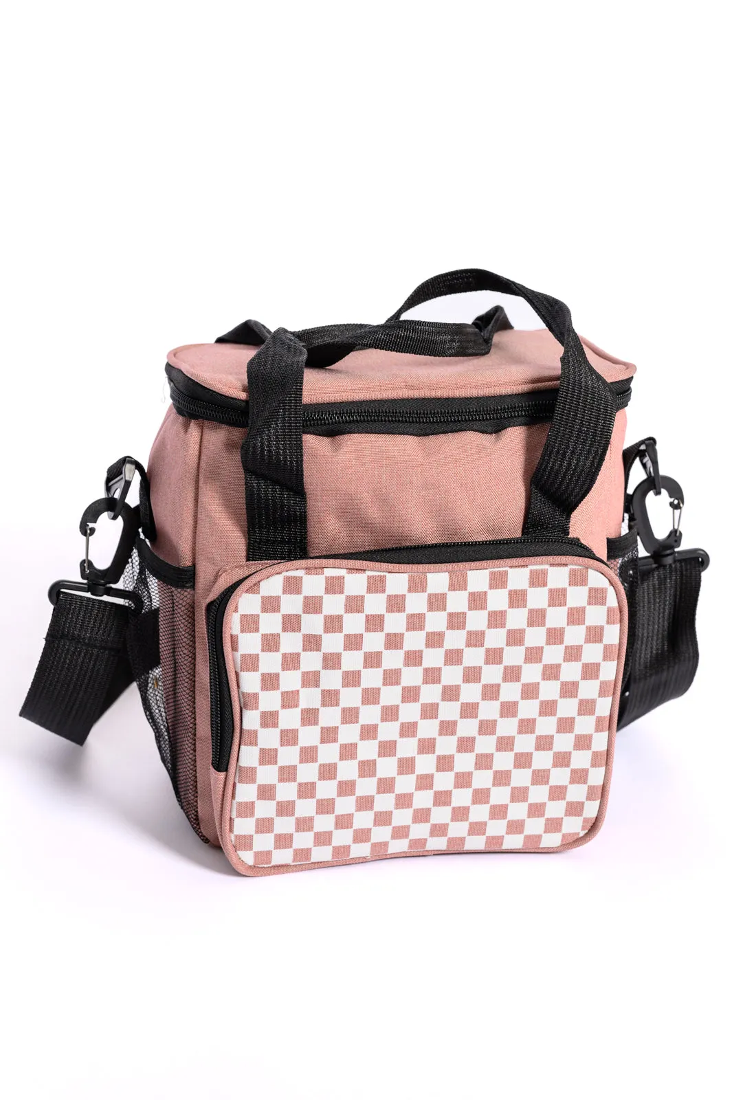 BEACH READY!! Insulated Checked Tote in Pink