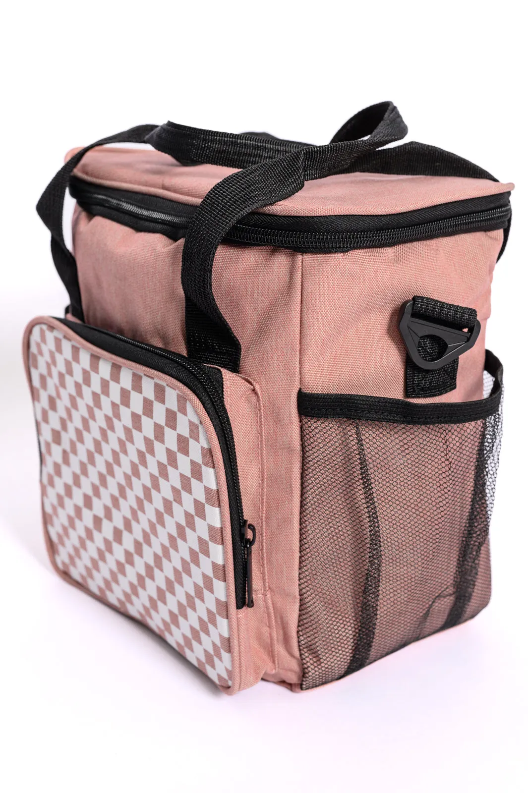 BEACH READY!! Insulated Checked Tote in Pink