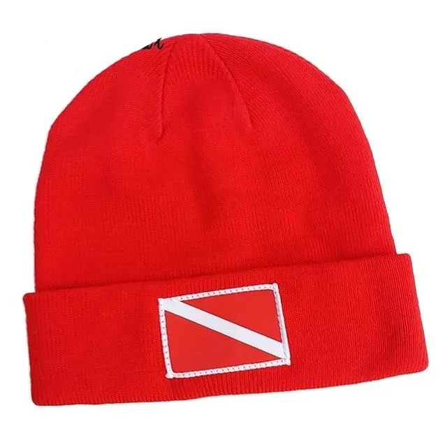 Beanie Hat Cap: Dive Flag