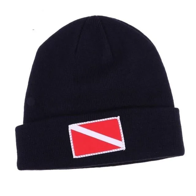 Beanie Hat Cap: Dive Flag