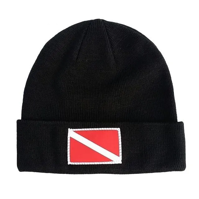 Beanie Hat Cap: Dive Flag