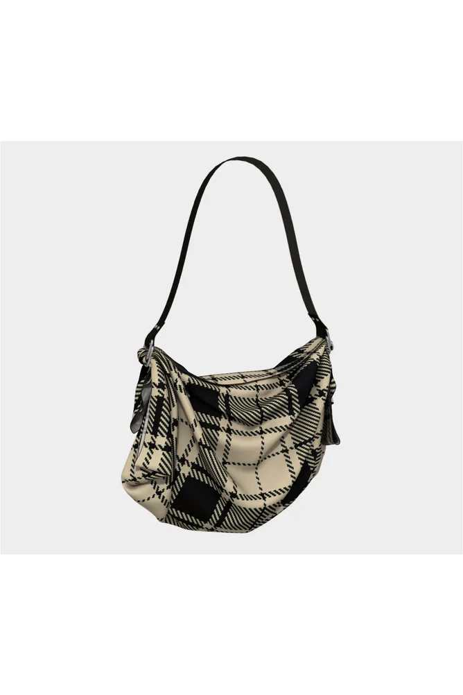 Beige and Black Plaid Origami Bag