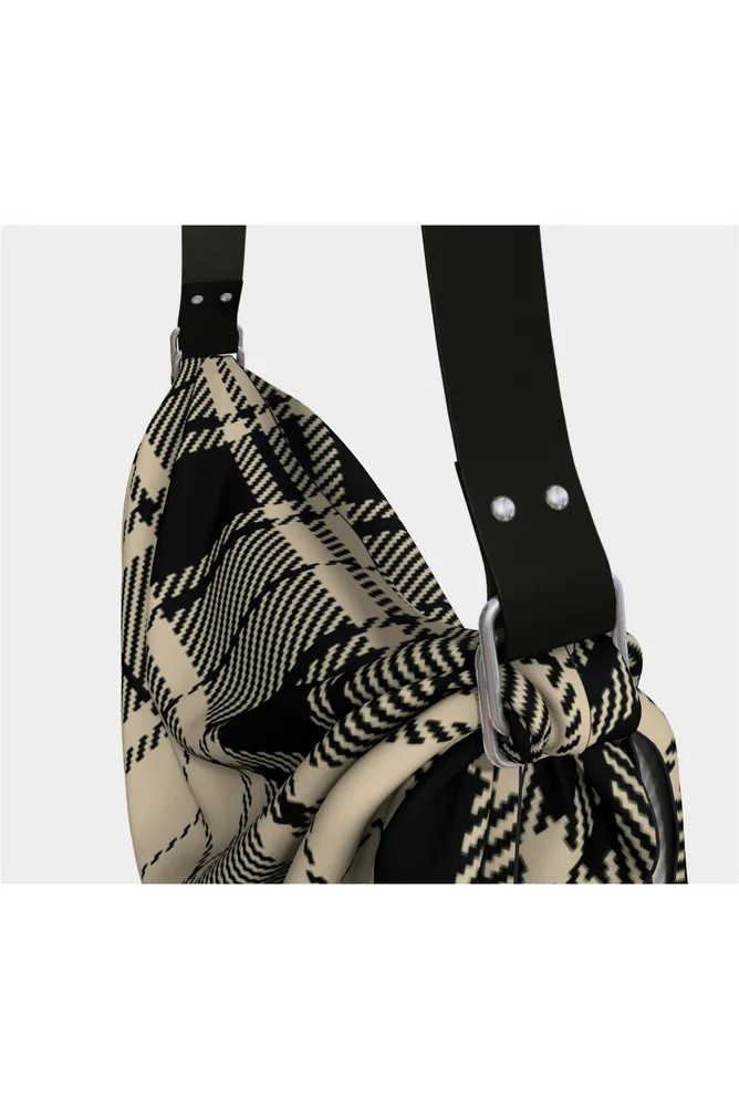 Beige and Black Plaid Origami Bag