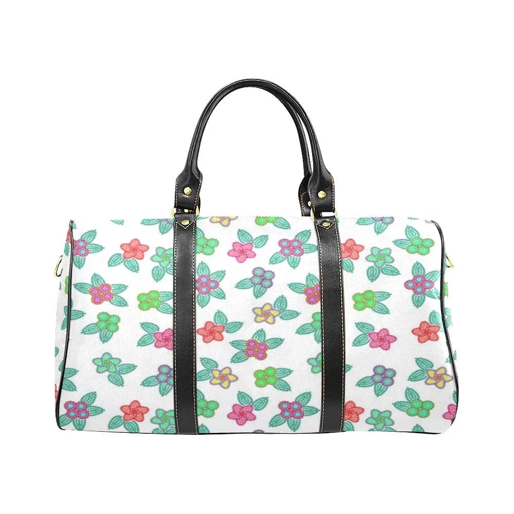 Berry Flowers White Waterproof Travel Bag/Small