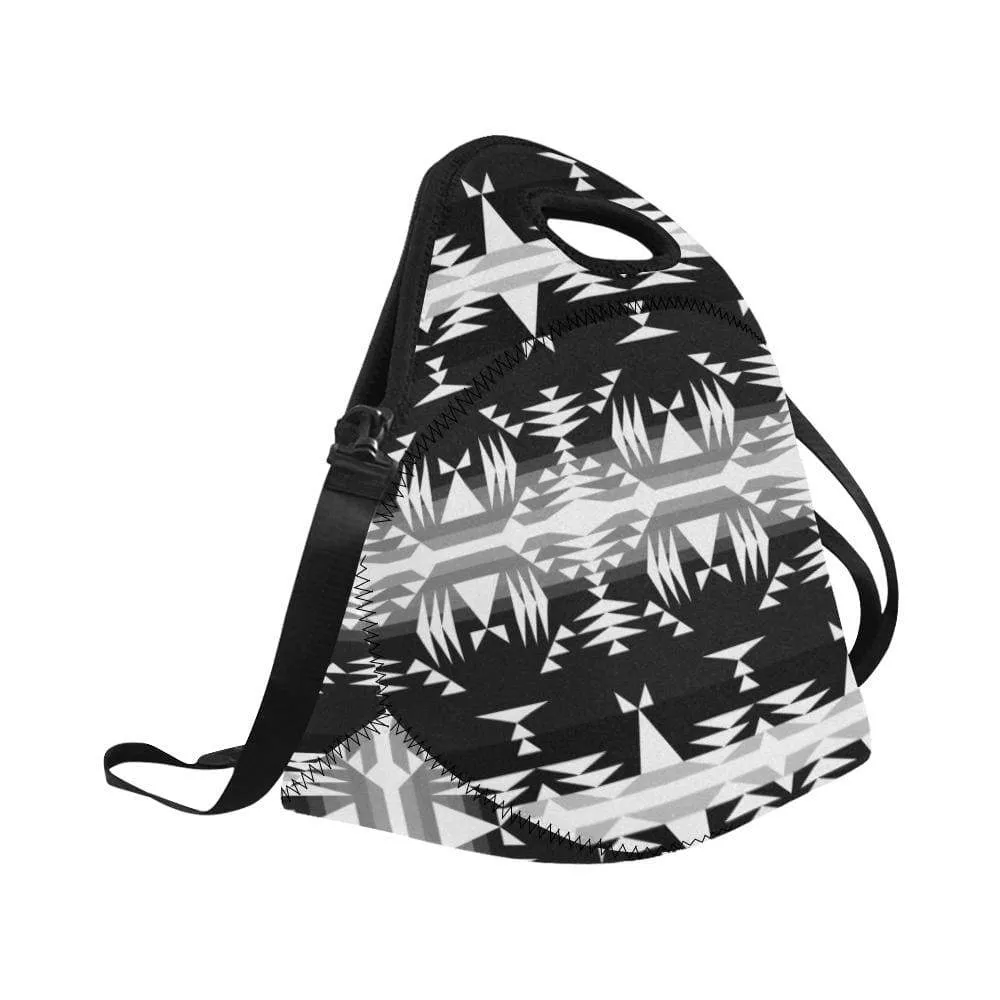 Between the Mountains Black and White Neoprene Lunch Bag/Large