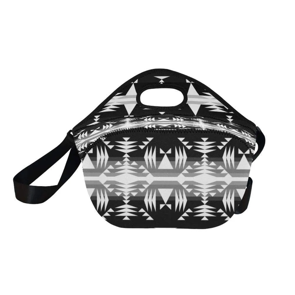 Between the Mountains Black and White Neoprene Lunch Bag/Large