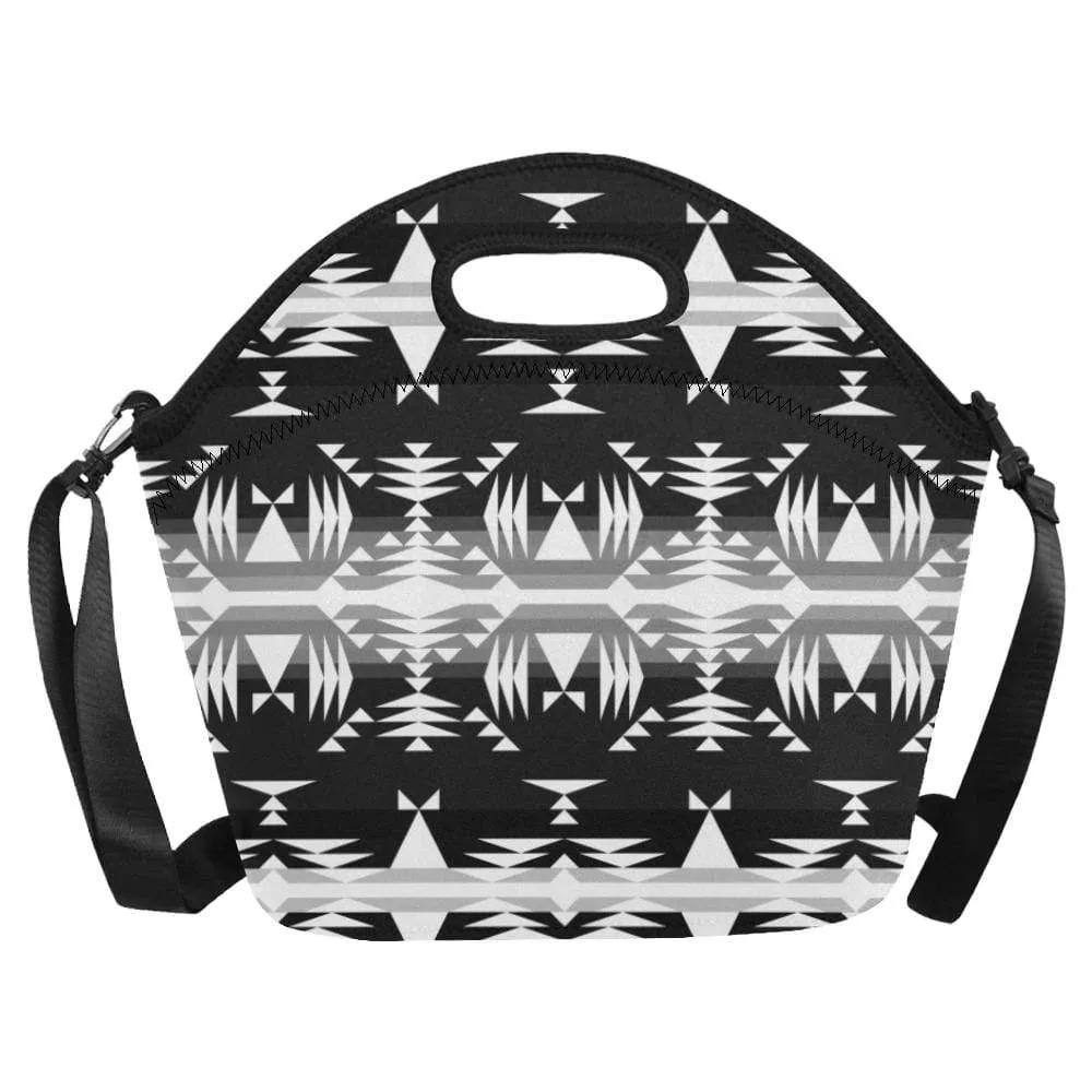 Between the Mountains Black and White Neoprene Lunch Bag/Large