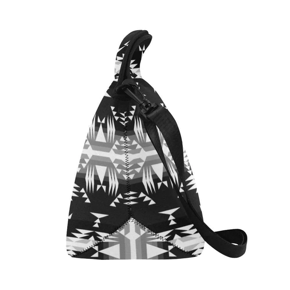 Between the Mountains Black and White Neoprene Lunch Bag/Large