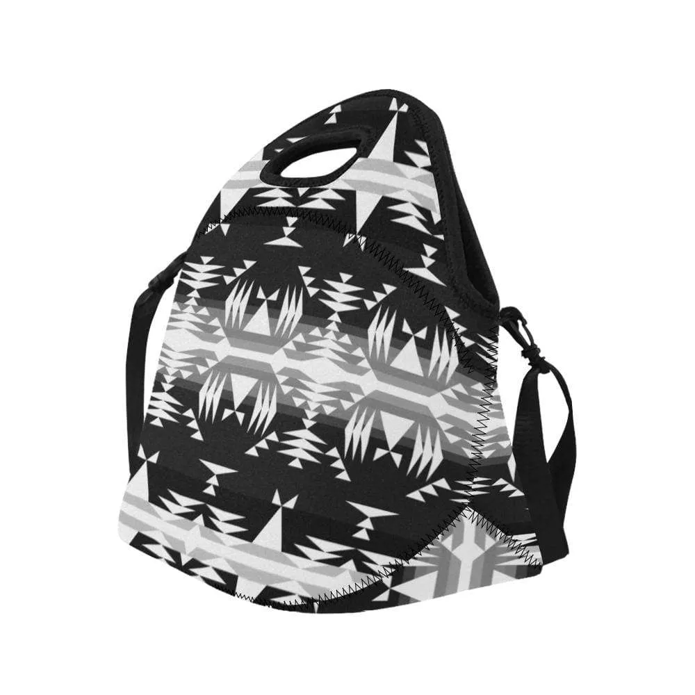 Between the Mountains Black and White Neoprene Lunch Bag/Large