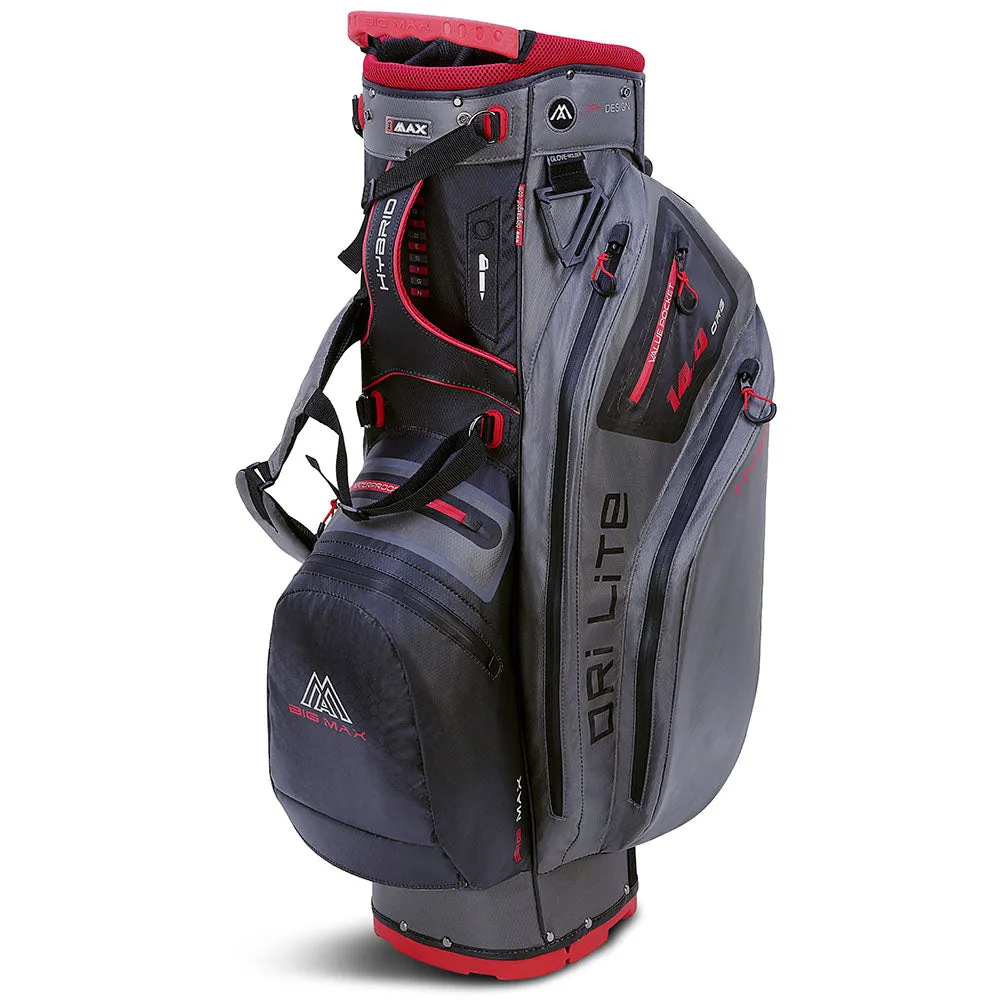 Big Max Dri Lite Hybrid 2 Stand Bag - Charcoal/Black/Red