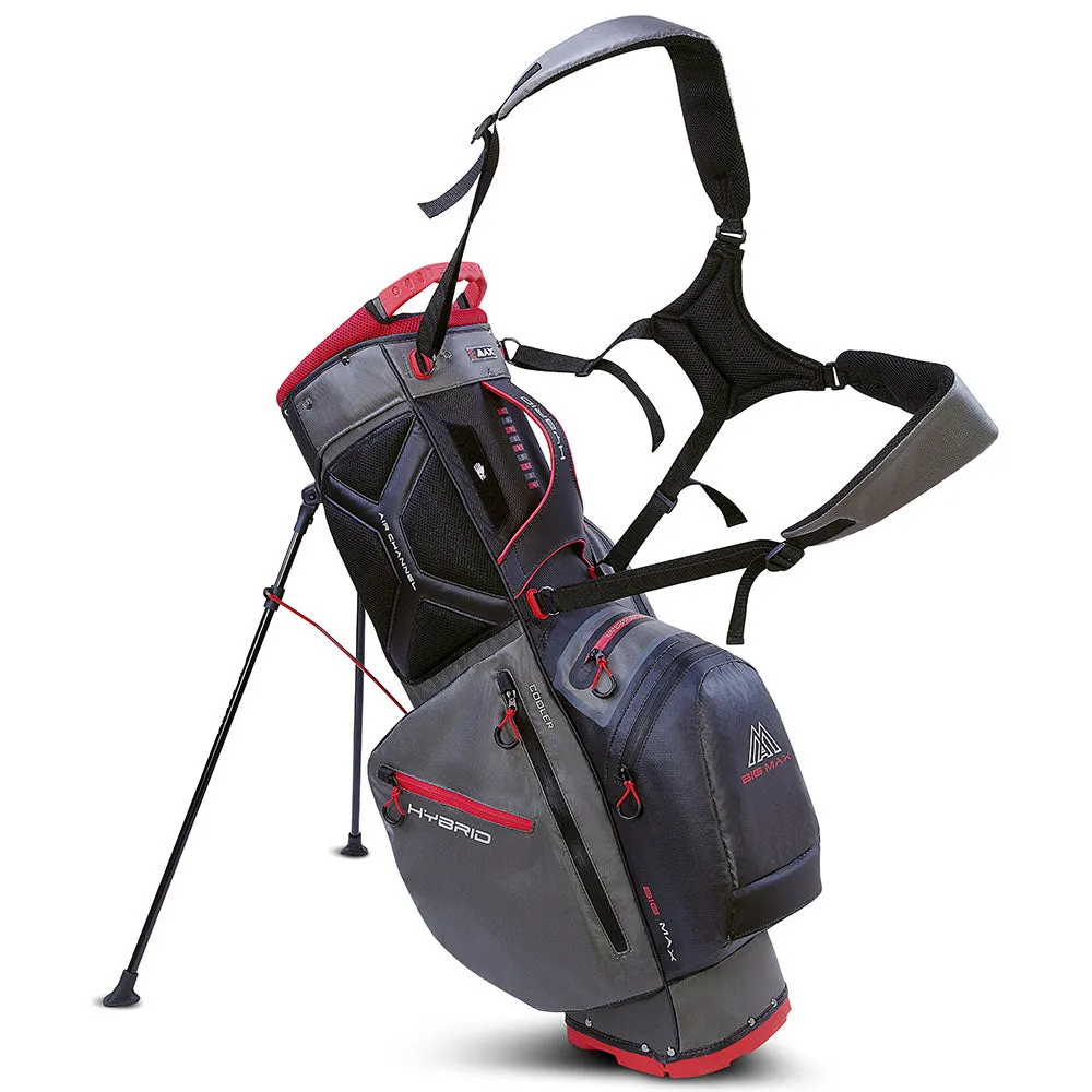 Big Max Dri Lite Hybrid 2 Stand Bag - Charcoal/Black/Red