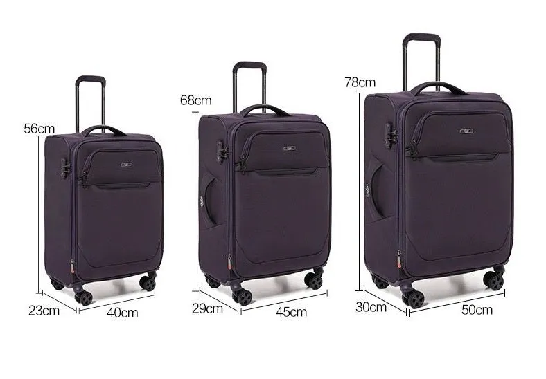 Black Goby London Carry-On Luggage Suitcase 3Pcs Sets On Wheels Oxford Luggage 3006