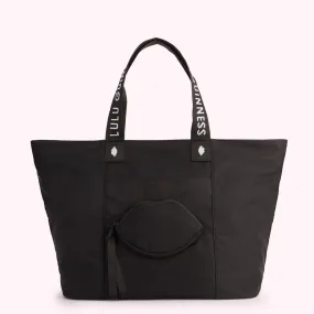 BLACK NYLON MACY TOTE BAG