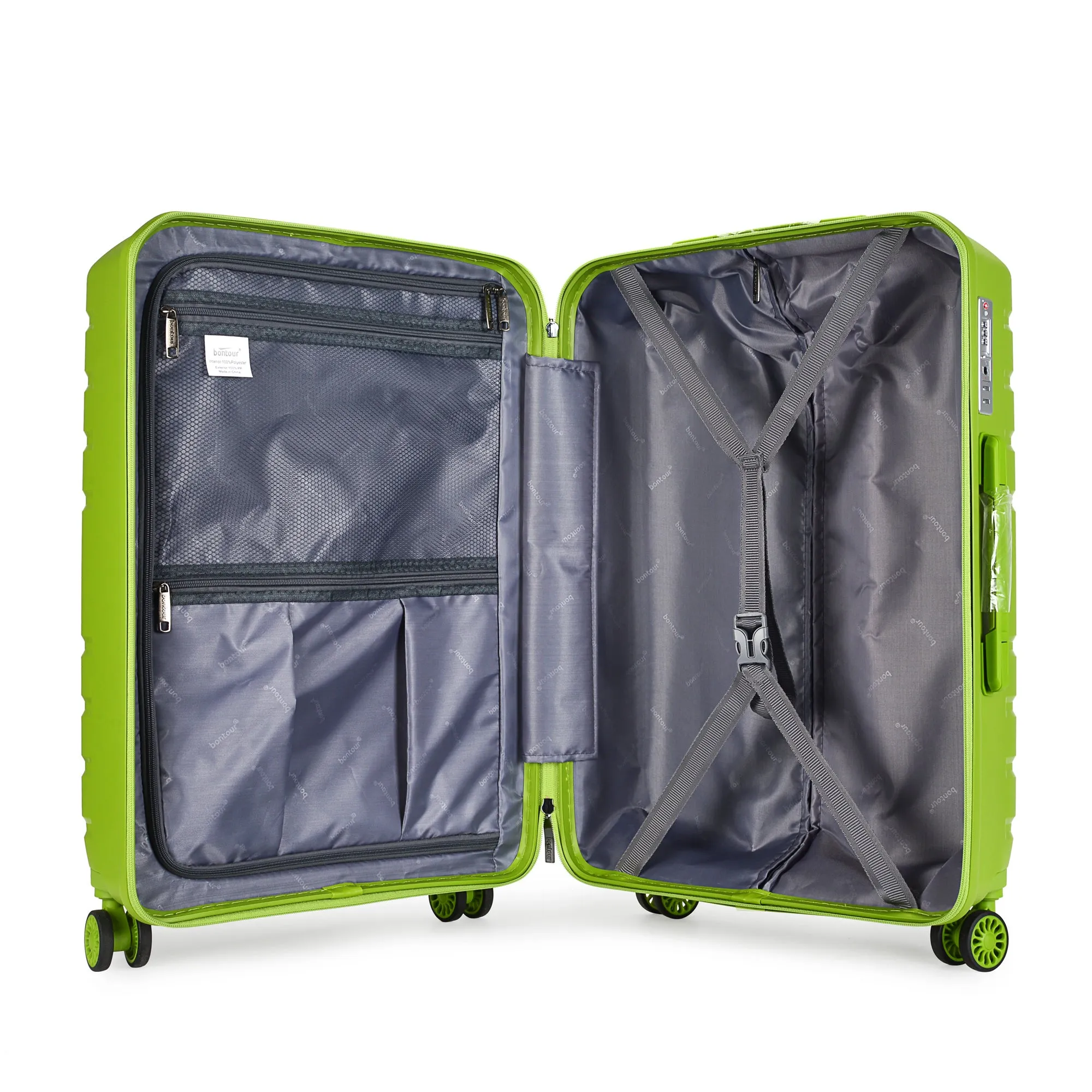 Bontour 'Charm' 4-wheeled cabin suitcase with TSA lock, 55x40x20cm, Green