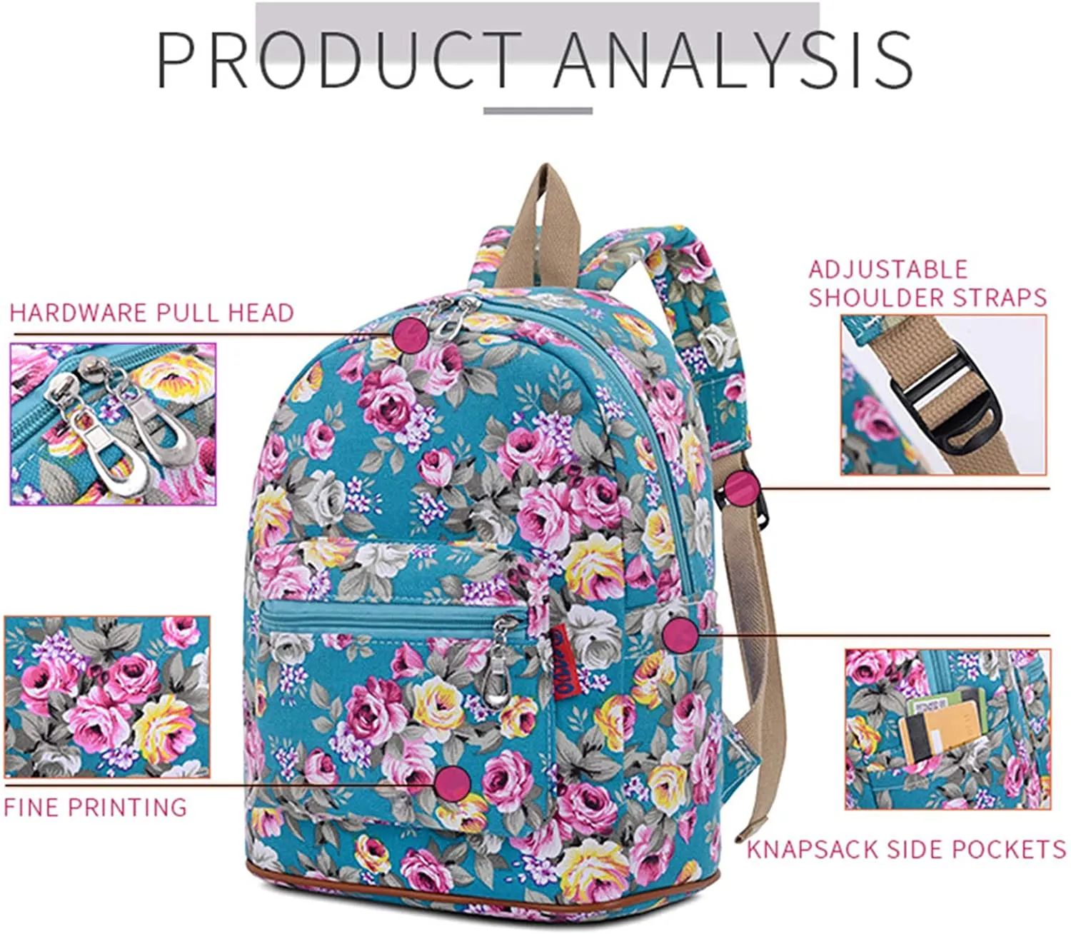 Bravo Floral Small (12 Inch) School Backpack - Floral Blue