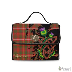 Bruce Modern Tartan Waterproof Canvas Bag with Scotland Map and Thistle Celtic Accents