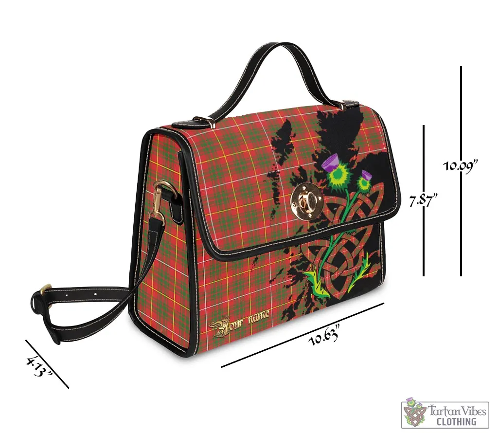 Bruce Modern Tartan Waterproof Canvas Bag with Scotland Map and Thistle Celtic Accents