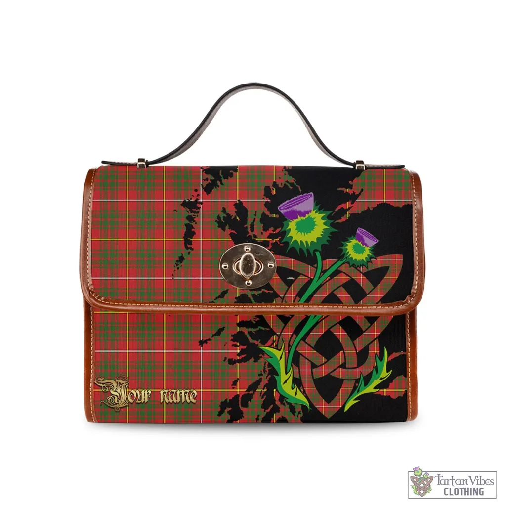 Bruce Modern Tartan Waterproof Canvas Bag with Scotland Map and Thistle Celtic Accents