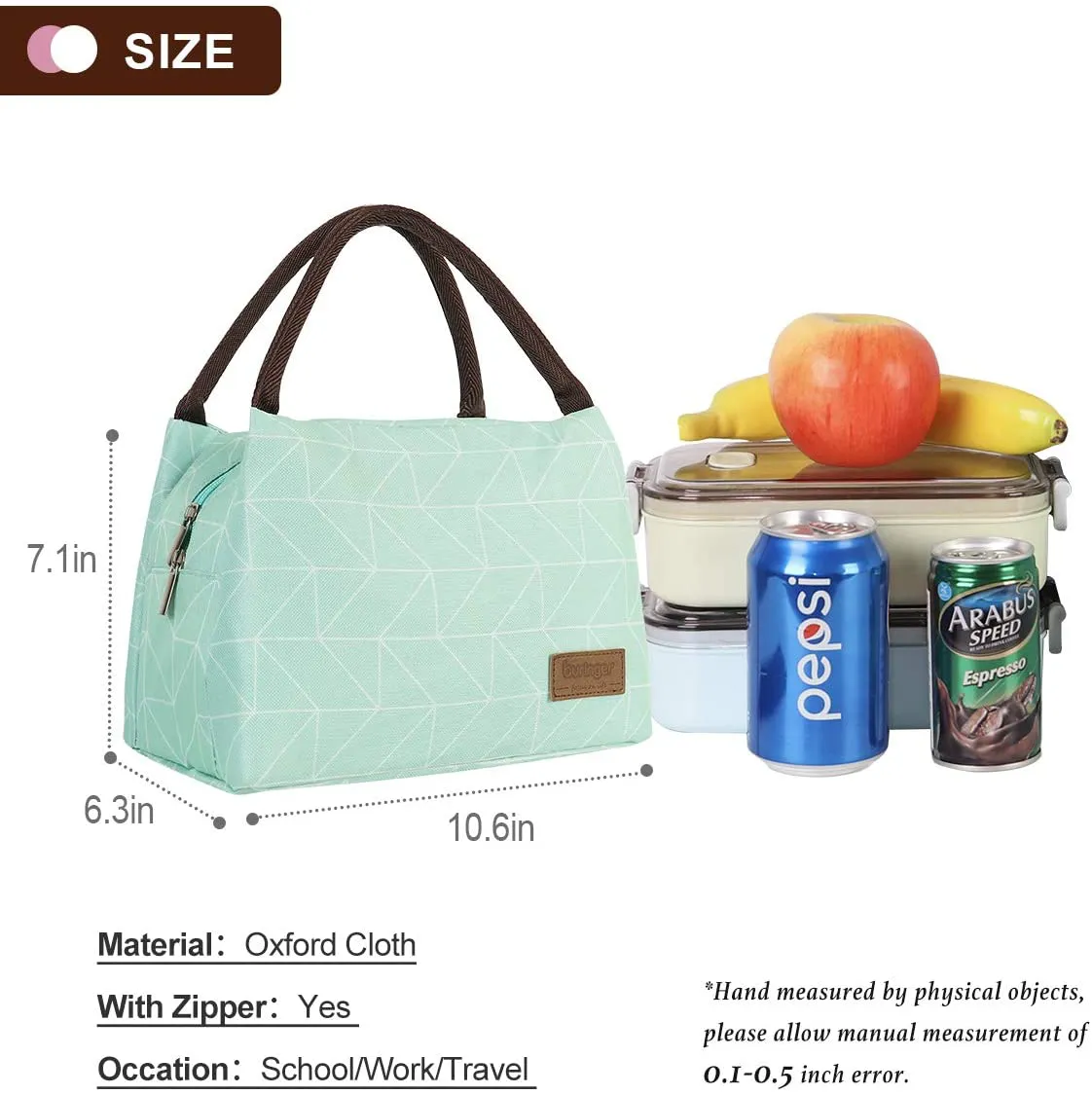 Buringer Reusable Insulated Lunch Bag Cooler Tote Box Meal Prep for Men & Women Work Picnic or Travel (Leopard)