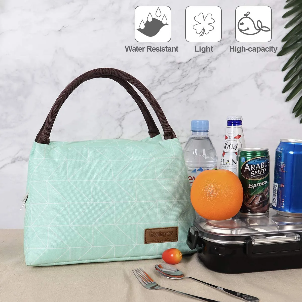 Buringer Reusable Insulated Lunch Bag Cooler Tote Box Meal Prep for Men & Women Work Picnic or Travel (Leopard)