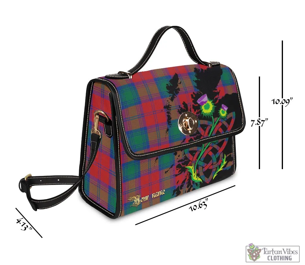 Byres (Byses) Tartan Waterproof Canvas Bag with Scotland Map and Thistle Celtic Accents