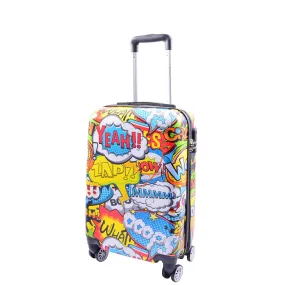 Cabin Size 4 Wheel Luggage Hard Shell Comic Print