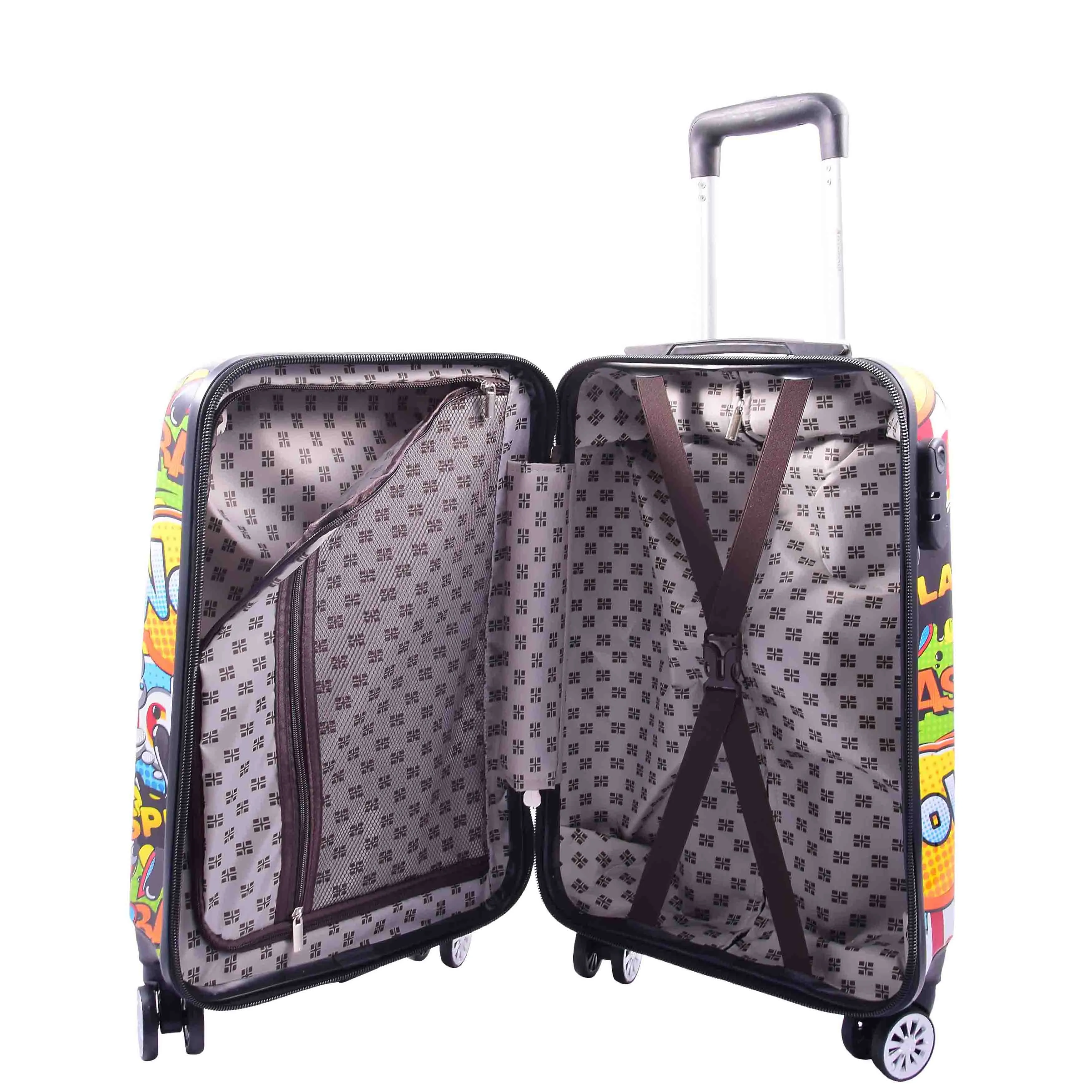 Cabin Size 4 Wheel Luggage Hard Shell Comic Print