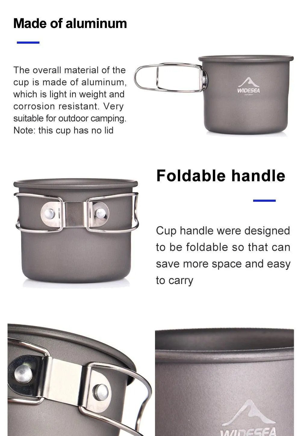 Camping Mug Outdoor Coffee Tea Aluminum Cup Tourism Tableware Picnic