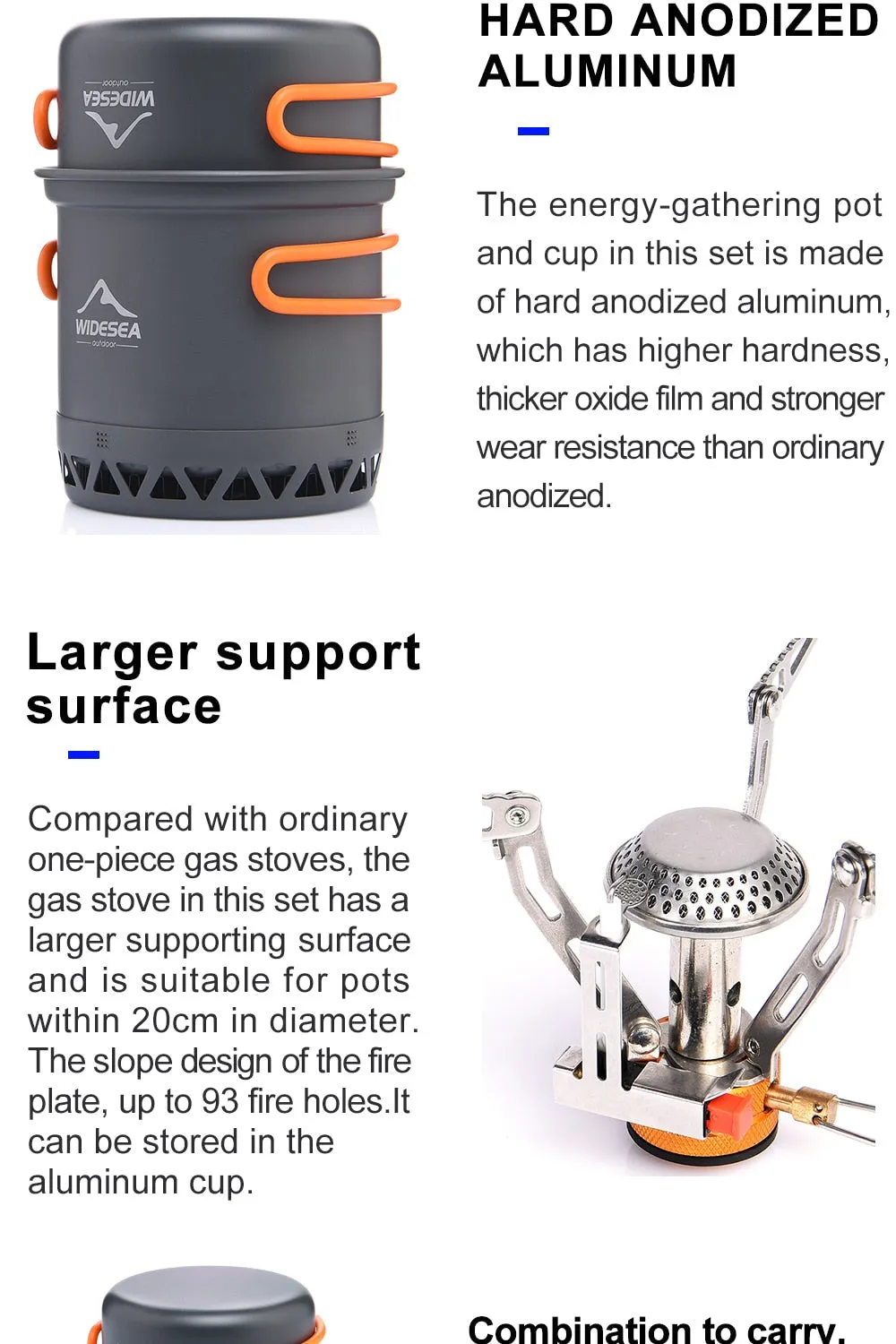 Camping Ultra-light Cookware Pots Set Gas Burner Stove Cook Cup